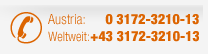 Austria: 03172-3210-13 // Weltweit: +43 3172 3210-13